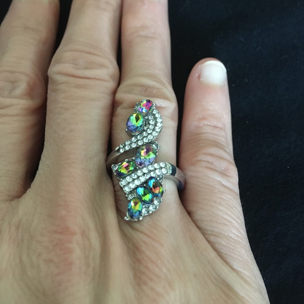 Multicolor Multilayered Stone Fashion Jewelry Ring 6